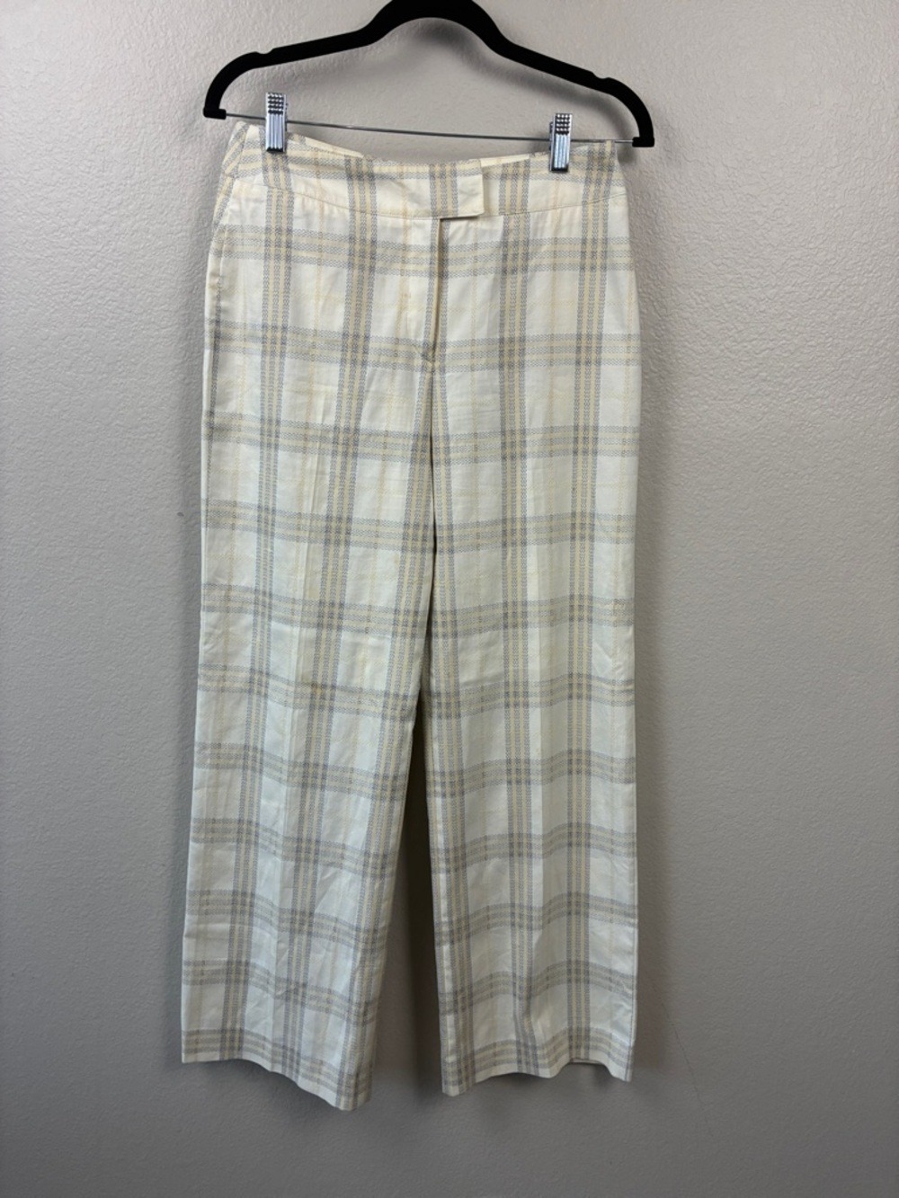 Burberry London Vintage Cream Nova Check Straight Leg Plaid Trousers Vintage 6